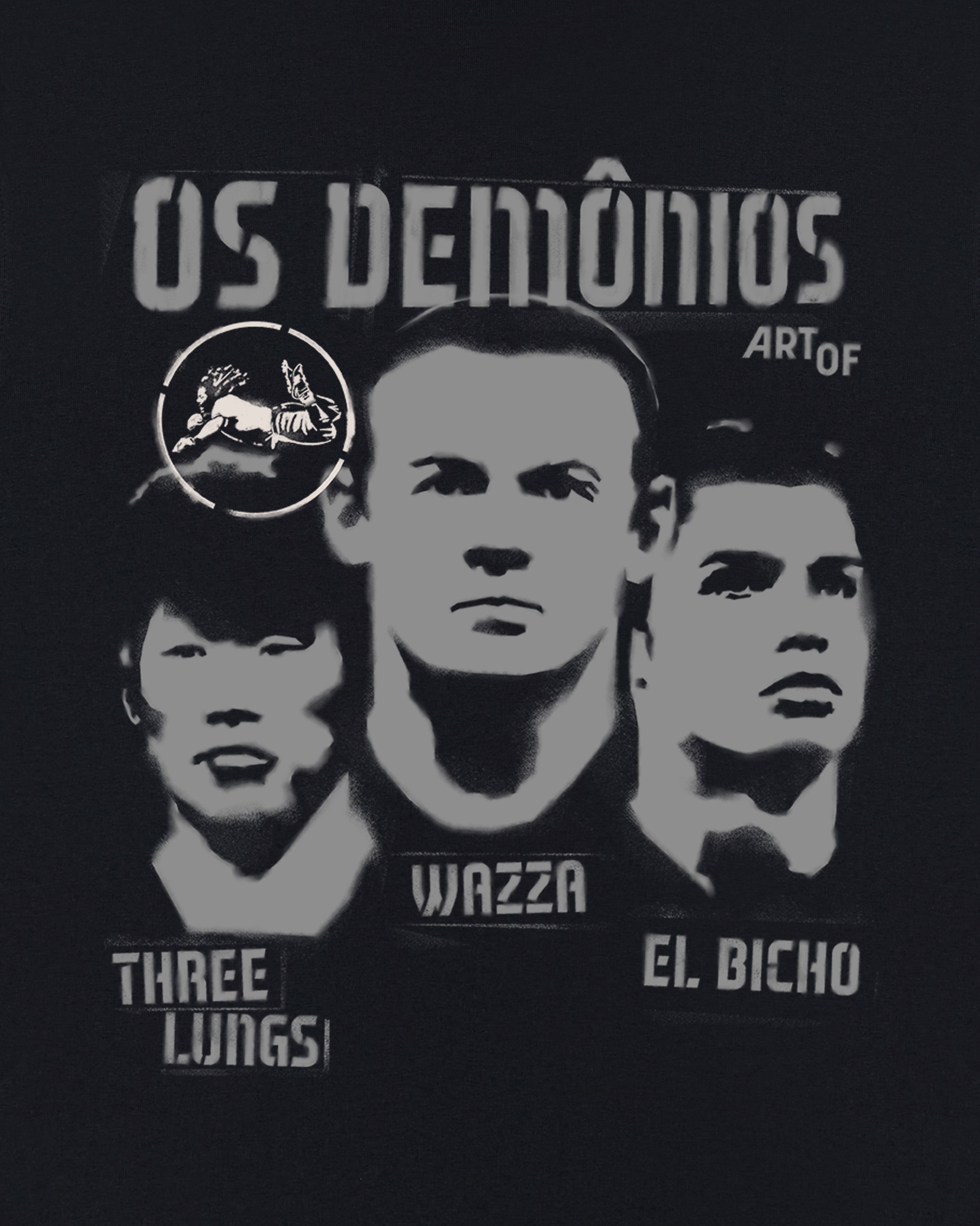 ART OF Secret Tournament Os Demônios | Black Graphic Football T-shirt